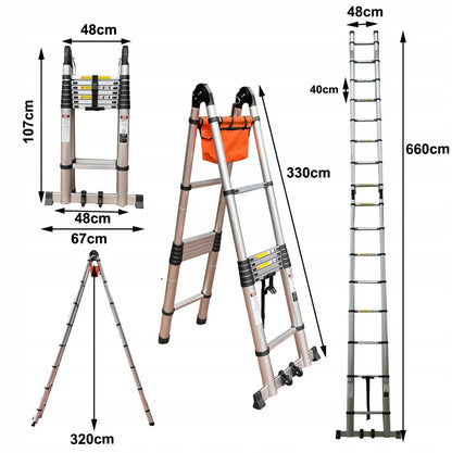 Scară telescopică din aluminiu 6,6 m